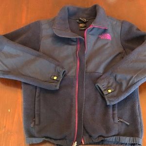 Girls 10/12 Northface Jacket Navy with purple